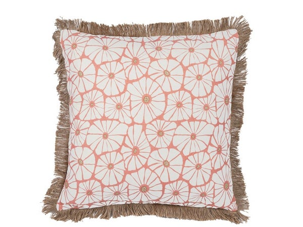 Coussin frange jute anemone 50x50 cm