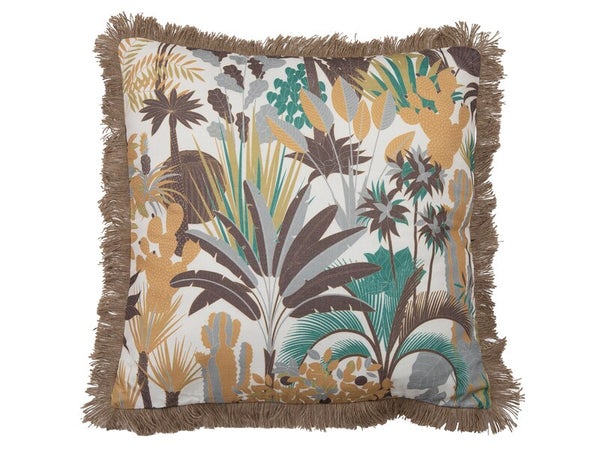 Coussin frange sweet jungle 50x50 cm multicolore