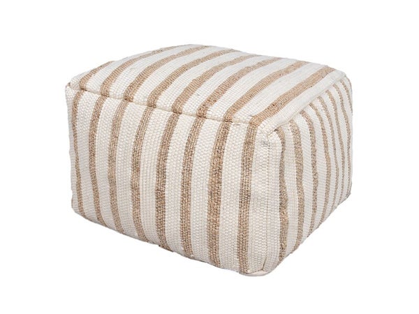 Pouf chindi raye ecru jute 50x50x30 cm