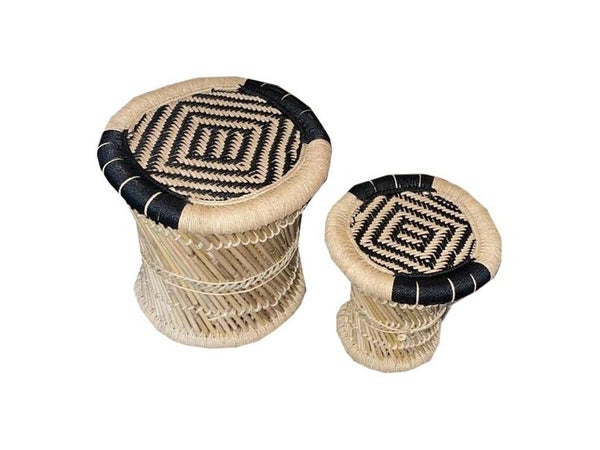 Tabouret en bambou africa lot de 2