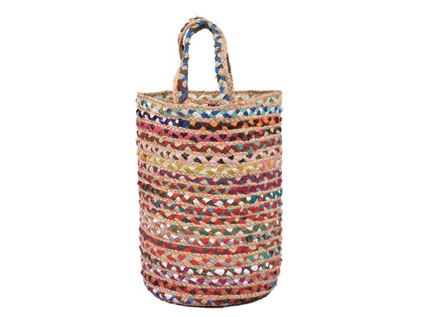 Panier chindi multicolore jute 30x45 cm