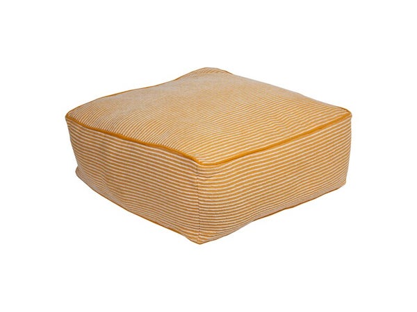 Pouf chenille jaune sponge 50x50x20 cm