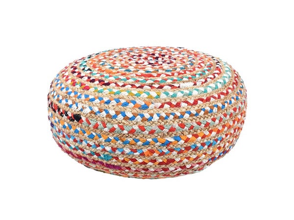 Pouf chindi multico / jute diam 50x20 cm