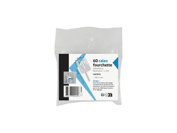 Lot de 60 cales fourchette polyethylène KINTECH 30x40 mm