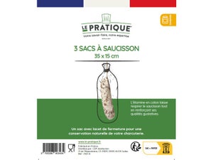 Sac à saucisson écru 35X15 cm lot de 3