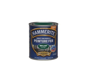 Peinture exterieure fer HAMMERITE vert basque brillant RAL 6005 0.75l