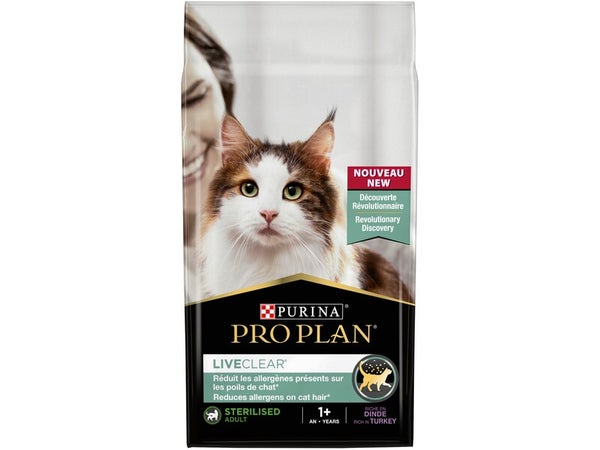 Croquette chat sterilise proplan liveclear adulte dinde 1,4kg