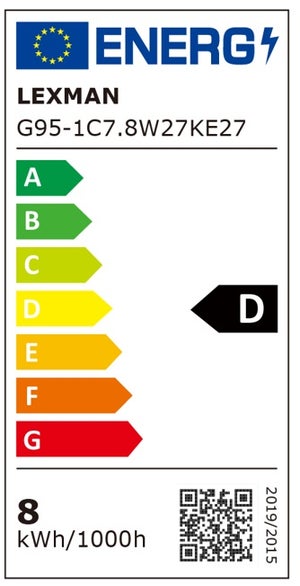 Ampoule led à filament globe 95 mm E27 75 W blanc chaud, LEXMAN
