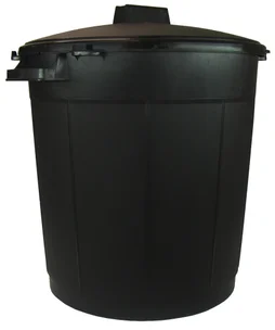 Poubelle de jardin avec couvercle verrouillable, 80 litres, noir
