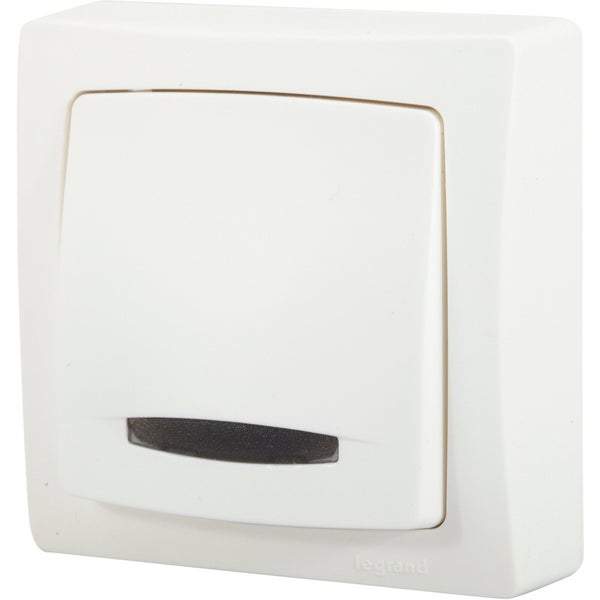 Interrupteur va-et-vient saillie a voyant, lumineux complet, LEGRAND Asl, blanc