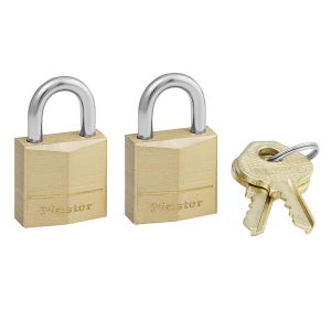 Lot de 2 cadenas à clé en laiton, MASTER LOCK, l.20 mm