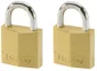 Lot de 2 cadenas à clé en laiton, MASTER LOCK, l.20 mm