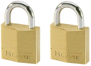 Lot de 2 cadenas à clé en laiton, MASTER LOCK, l.20 mm