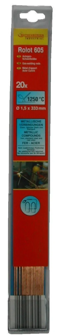 Lot de 20 brasures en acier / cuivre diam. 1.5 333 mm Rolot 605, ROTHENBERGER