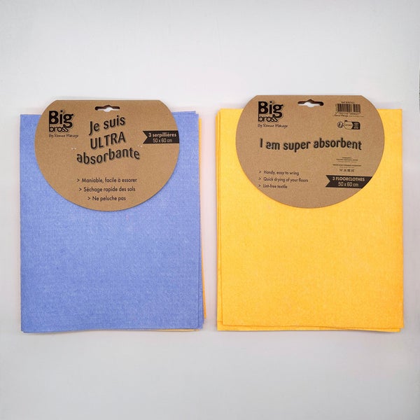 Lot de 3 serpillières non tissée 50 x 60 cm BIGBROSS