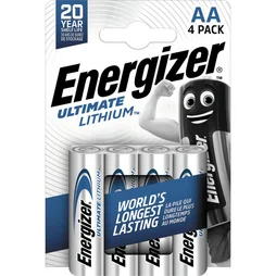 Lot de 4 piles lithium LR06 AA, ENERGIZER, 1.5 V