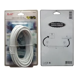 Câble satellite fiche ""F"" mâle / mâle, ELAP, blanc 10 m