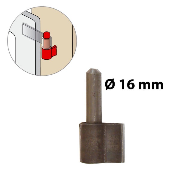 Gond acier brut, H.90x diam. 16 mm