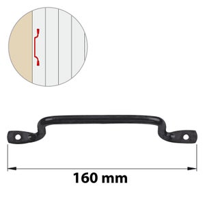 Poignée de contrevent en acier prépeint, H.45 x L.165 x P.15 mm