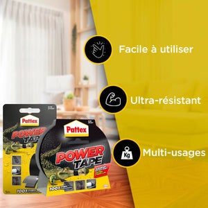 Ruban adhésif de PATTEX Power tape, face unique L.25 m x l.51 mm noir