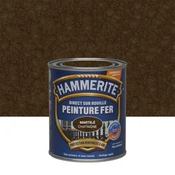 Peinture fer extérieur direct sur rouille, HAMMERITE, 0.75 L châtaigne martelé