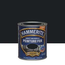 Peinture fer extérieur direct sur rouille, HAMMERITE, 0.75 L noir brillant