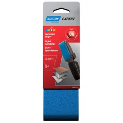 Lot de 2 bandes abrasives, NORTON, 75 x 457 mm, grains 80