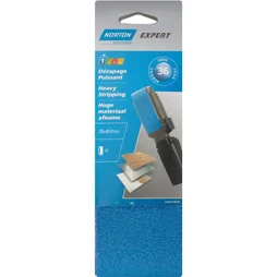 Lot de 2 bandes abrasives, NORTON, 75 x 457 mm, grains 36