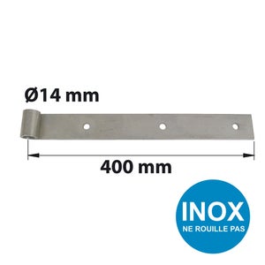 Penture Droite Dia. 14Mm Inox Brossé, H.35 X L.400 X P.22 Mm