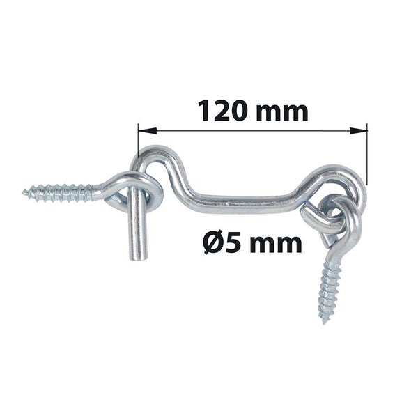 Crochet fil avec piton zingué, AFBAT, diam. 5 x L.120 mm blanc