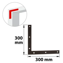 Equerre découpée acier prépeint, H.300 x L.300 x P.4 mm