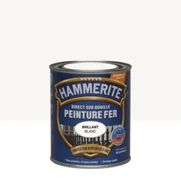 Peinture fer extérieur direct sur rouille, HAMMERITE, 0.75 L blanc brillant
