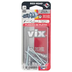 Lot de 4 chevilles et vis à visser Vix, RED HEAD, diam.12 x L.30 mm