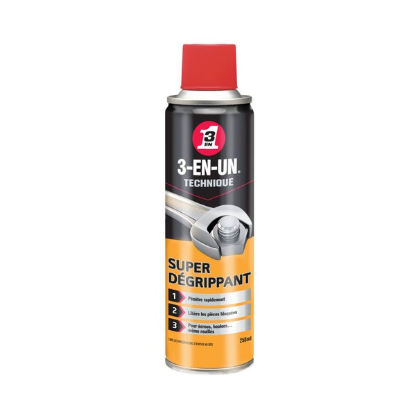 Dégrippant polyvalente en aérosol, 3-EN-UN TECHNIQUE, 250 ml