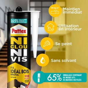 Colle fixation interieur acryliq pattex ni clou ni vis bois 380gx2+1of