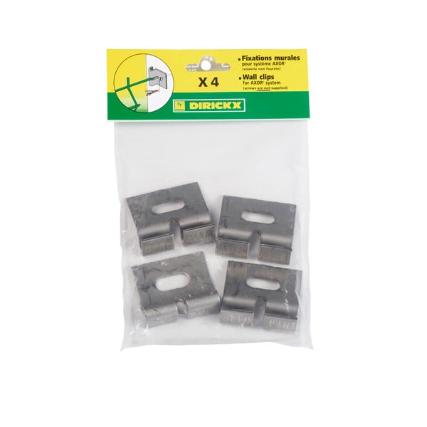 Lot De 4 Attaches Murales À Fixer Axor Gris Inox, H.2 X L.12 X P.9 Cm