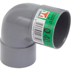 Coude femelle / femelle 87° en pvc, GIRPI, diam. 40 mm