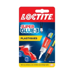 Colle de reparation loctite superglue-3 plastique tube 2g+stylo applic