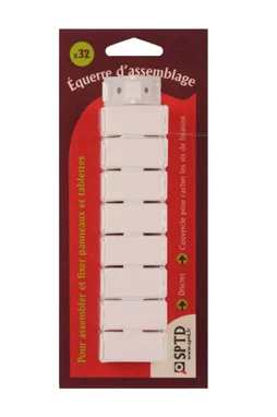 32 Taquets D'Assemblage Blanc, L.1.5 X L.3 Cm
