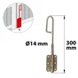 Verrou À Baïonnette L. 300 X Dia. 14 Mm Afbat, Acier Inox Brossé