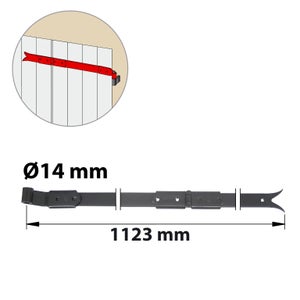 Penture À Charnière Acier Époxy, H.35 X L.1165 X P.60 Mm