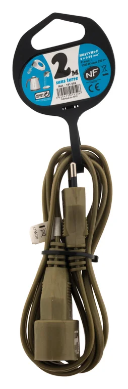 Rallonge Électrique Ménager L. 2 M, 6A, H03Vvf 2X0.75 Inotech