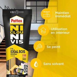 Colle fixation interieur acryliq pattex ni clou ni vis bois tube 52g