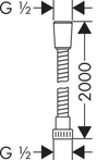 Flexible de douche L.200 cm chrome, HANSGROHE Metaflex