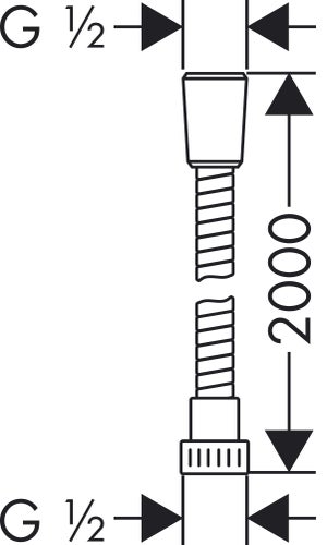 Flexible de douche L.200 cm chrome, HANSGROHE Metaflex