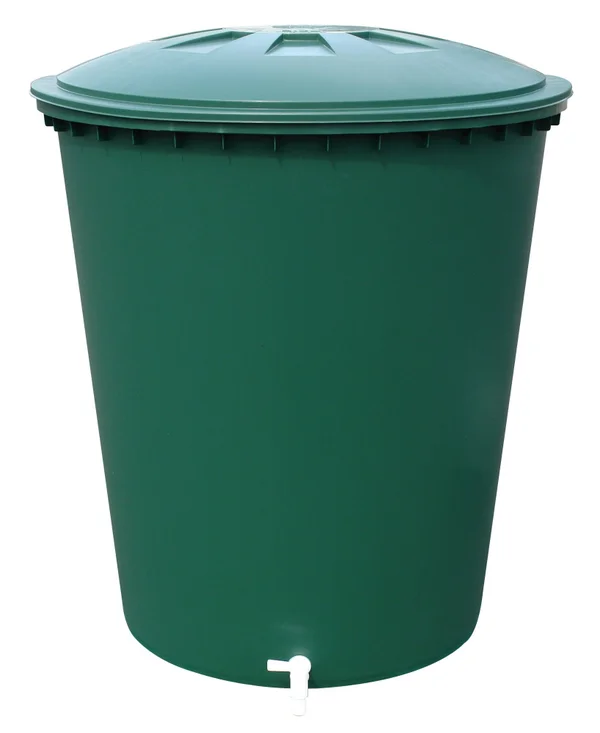 Récupérateur d'eau aérien GARANTIA cylindrique vert , 210 L