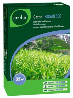 Gazon Terrain Sec Geolia, 1 Kg, 35 M²