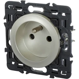 Prise 2 Pole + Terre Mecanisme Connexion Automatique Titane Celiane