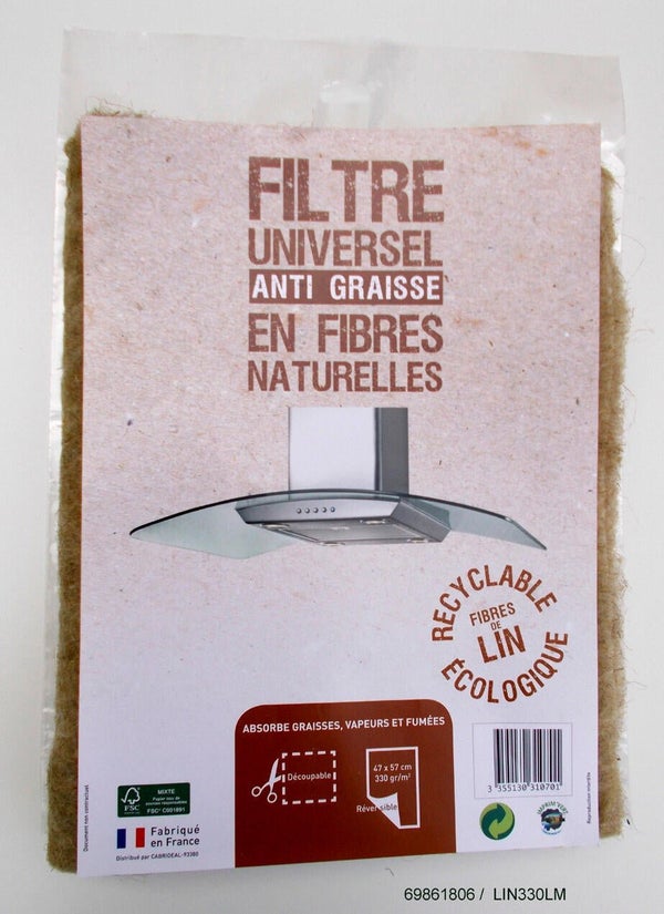 Filtre universel anti graisse en fibres de lin, 47 x 57 cm 330 gr/m²