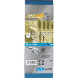 Lot de 4 bandes abrasives NORTON, 75 x 457 mm, grains 50
